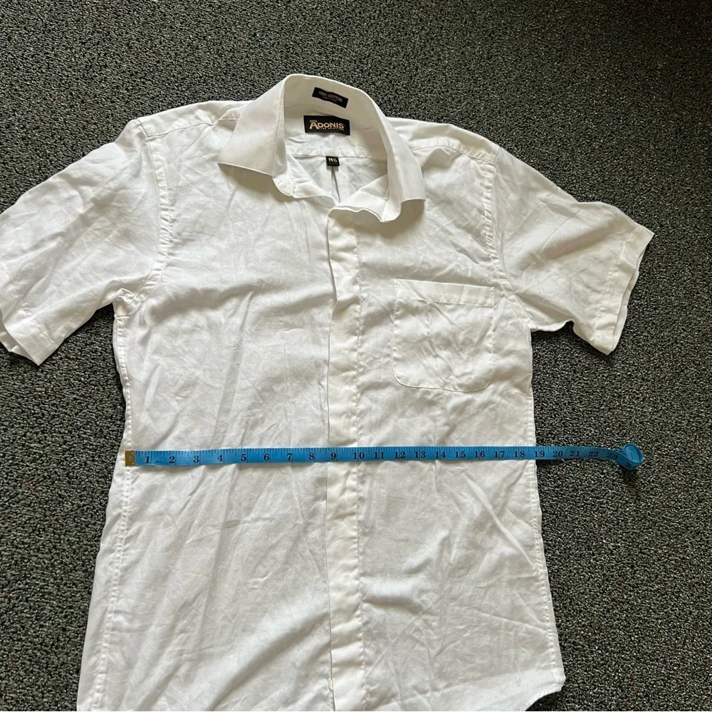 ADONIS White Cotton Short Sleeve Button Down Formal Fancy Dress Shirt Neck 14.5 - Picture 15 of 16